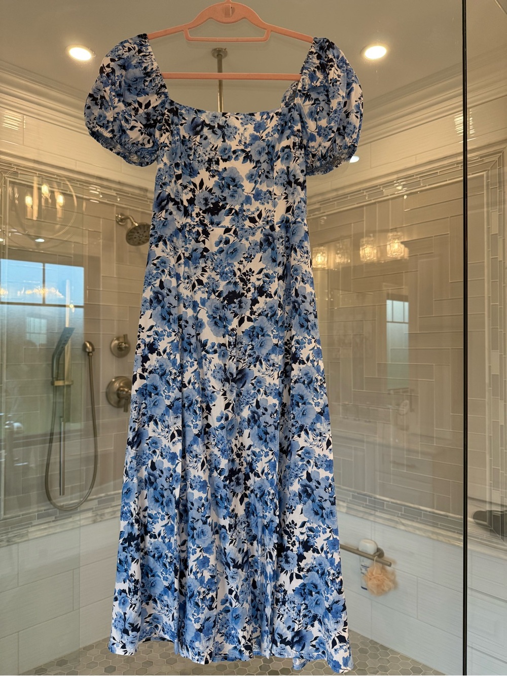 Francesca's Blue and White Floral Dress